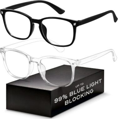 Blue Light Blocking Square Glasses – Anti-UV Computer & Gaming Eyewear for Men & Women